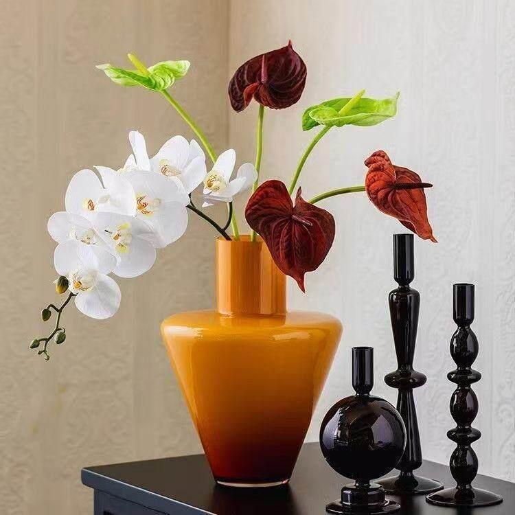 中古创意玻璃花瓶个性高级感轻奢家居客厅玄关水培鲜花插花摆件