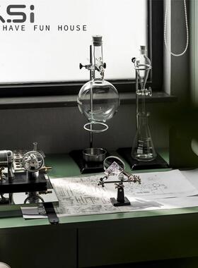 样板间书房工业主题组合桌面摆件蒸馏试管装置现代简约客厅装饰品