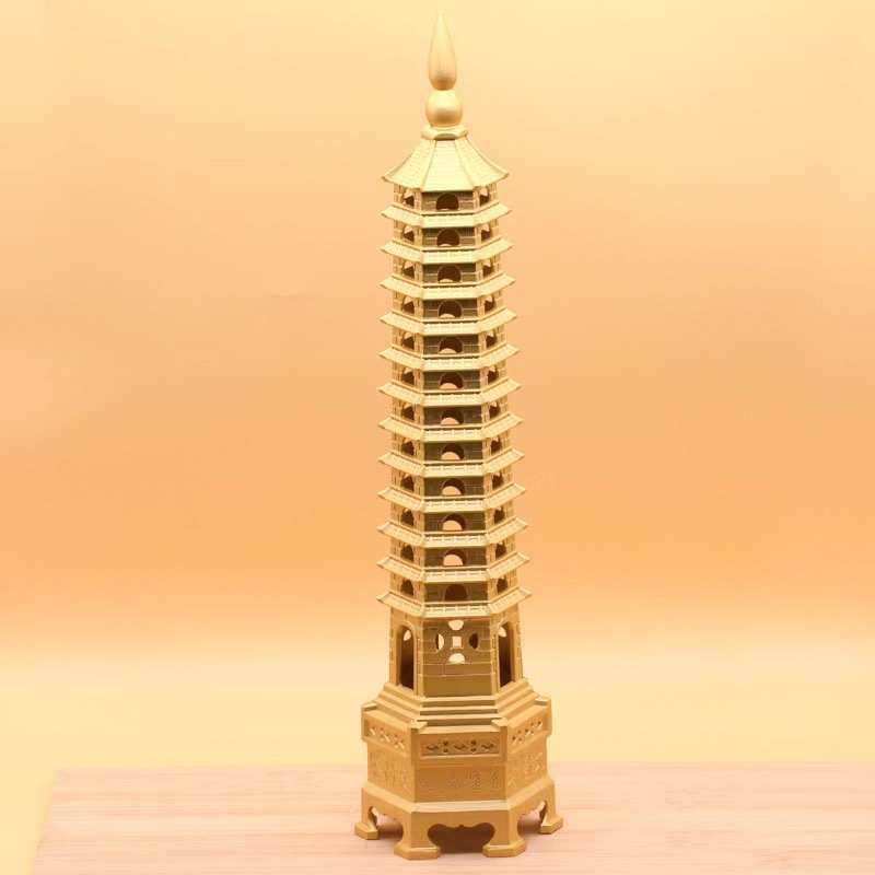 装饰品工艺品摆件摆件13桌面铜书房新款金属学生房间塔文昌层黄铜