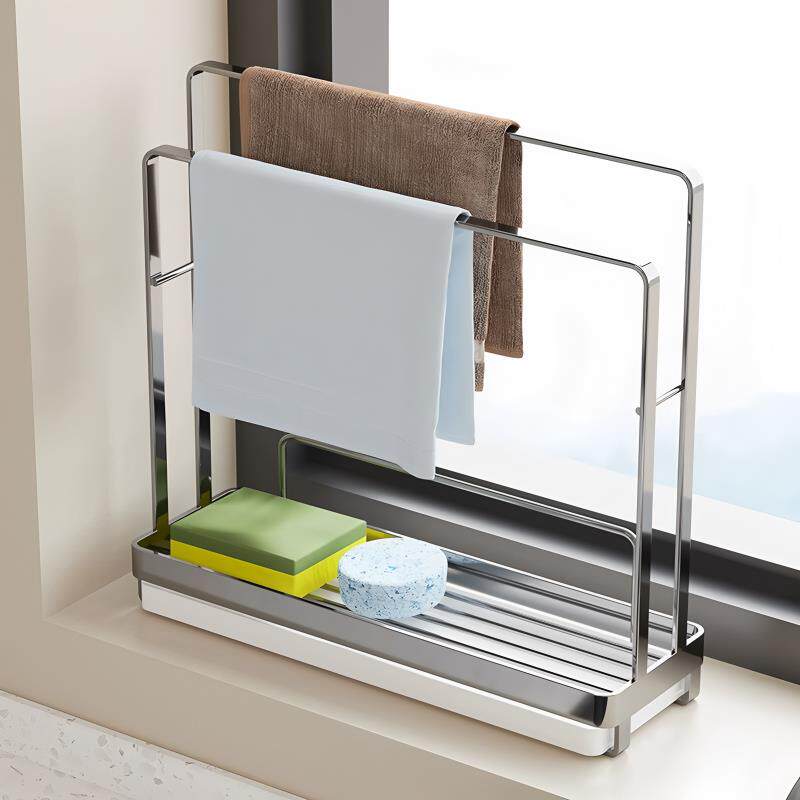 厨房抹布置物架沥水不锈钢收纳架窗台极窄水槽缝隙毛巾洗碗布海绵