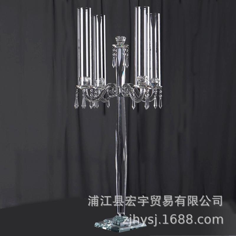 水晶五头烛台欧式浪漫婚礼婚庆道具样板房软装酒店客厅摆件蜡烛台