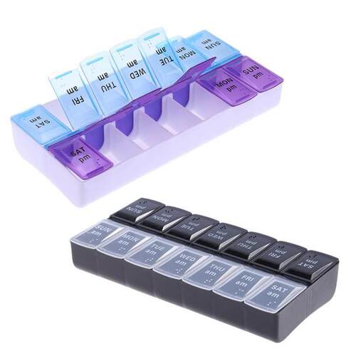 14 Grids Weekly Pill Case 7 Days Medicine Box Tablet Dispens