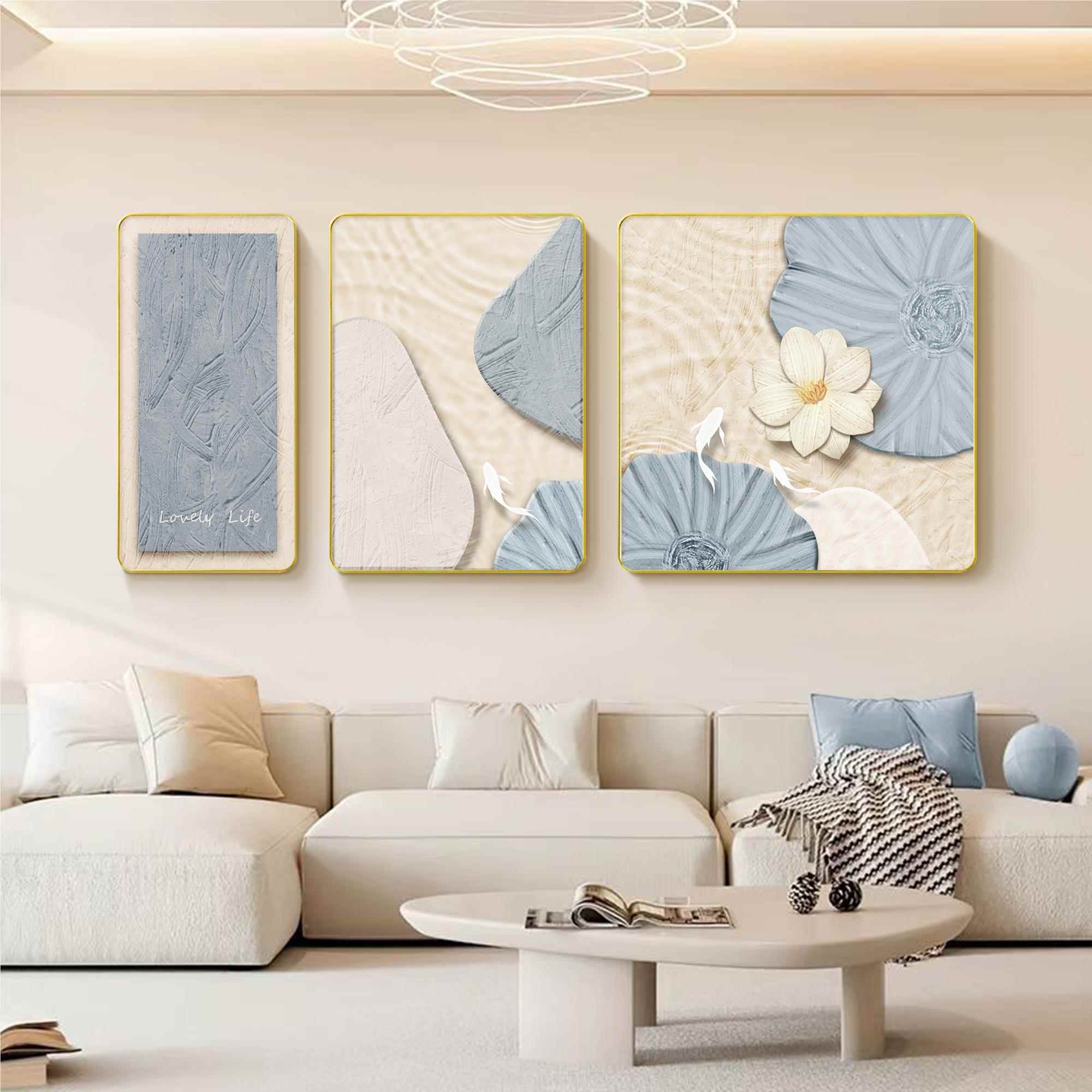 奶油风客新厅装饰画背温馨花卉高级肌理感沙发景墙IVA挂2画025款