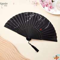 Solid-color folding fan, men's bamboo fan, cool practice fan. The body fan is a bold and imposing folding fan with a bamboo frame thumbnail 2