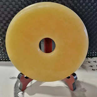 米黄玉平安扣摆件家居客厅乔迁新居商务开业工艺礼品和氏璧摆件