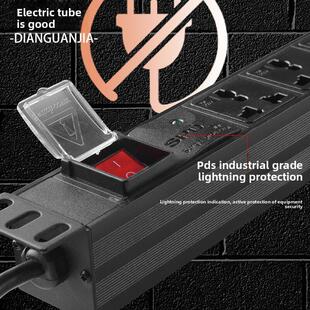 电管佳PDU机柜电源插座8位10A2500W防雷过载家用多孔排插拖接线板