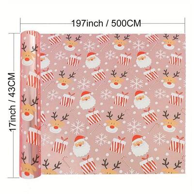 1 Roll Christmas Wrapping Paper Mini Roll, Pink Metallic Foi