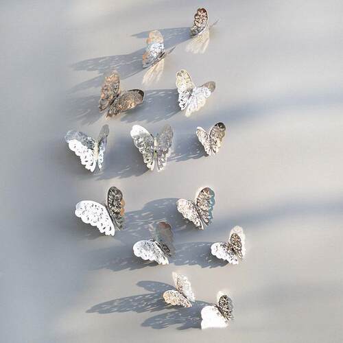 12Pcs 3D Hollow Butterfly Wall Sticker For Home Decoration D