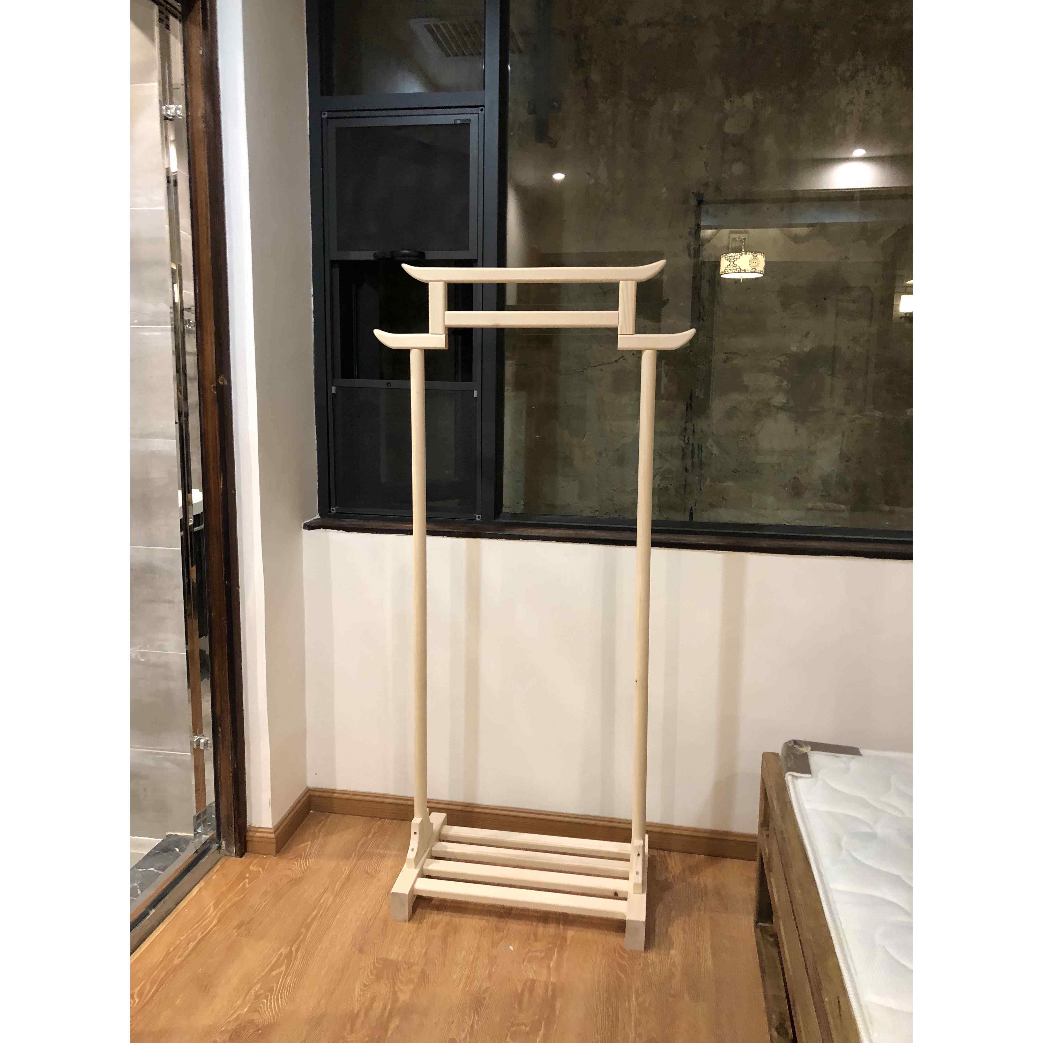 高档新中式衣帽架落地卧室挂实衣架客简厅转木角衣服架易展示架日