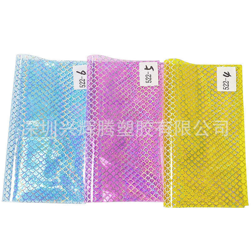 товар из китая 厂家直销 镭射扇形tpu膜 有色幻彩透明膜 手袋箱包diy手工料