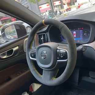 xc60s90s60xc40xc90s80lv40v60真皮手缝方向盘把套