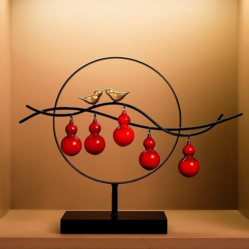 贝汉美新中式轻奢风五福临门树脂葫芦软装饰严选摆件伴手年会送礼