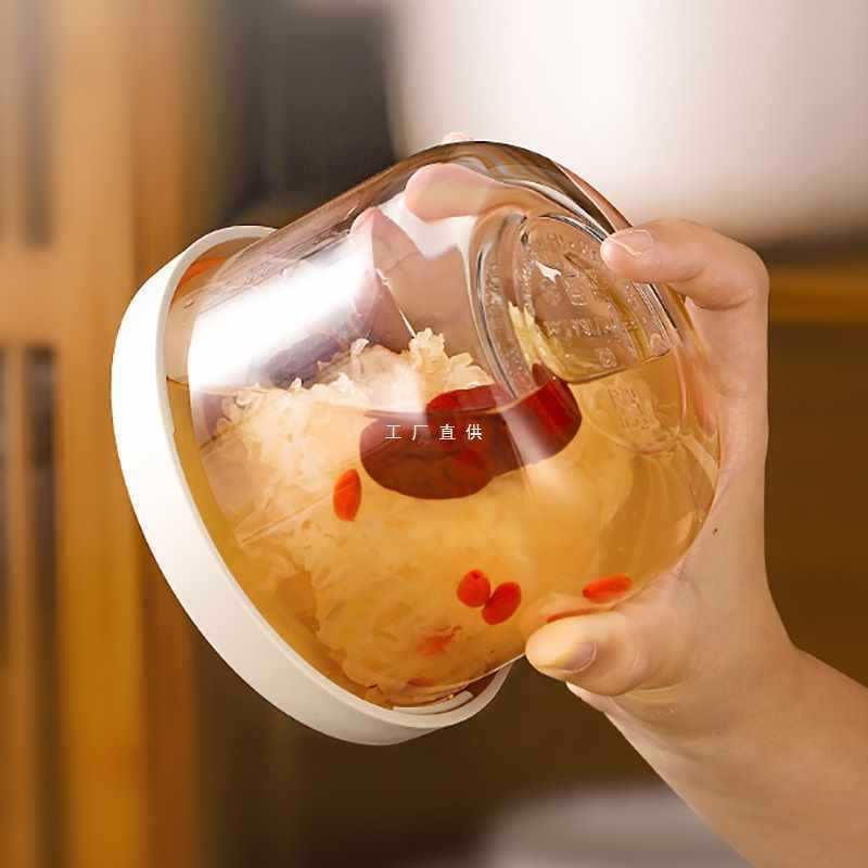 玻璃汤碗饭盒非微波炉加热带盖水果便当盒圆形密封保鲜盒