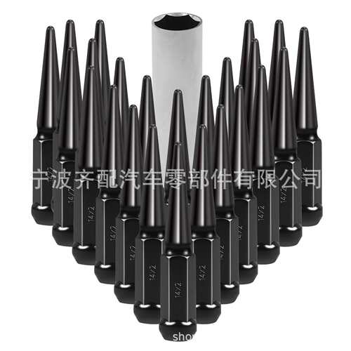 M214*轮胎螺母螺丝Lugut银角GMQ色N黑色尖头六轮毂螺母配带套筒