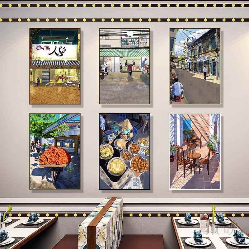 越南挂画油画风泰国菜餐馆泰式东南亚风格风情装饰画越式饭店壁画图片