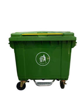 660L垃圾桶加厚户外环卫城镇学校工厂四轮可推垃圾中转车可装脚踏