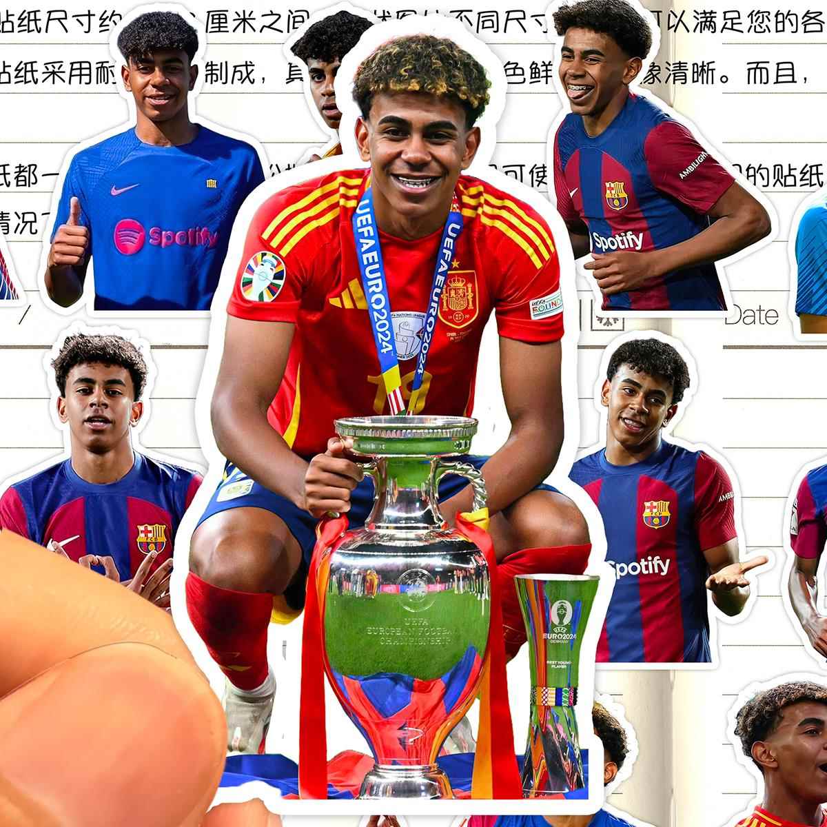 拉明亚马尔贴纸高清防水足球运动员Lamine Yamal小孩哥装饰粘贴画
