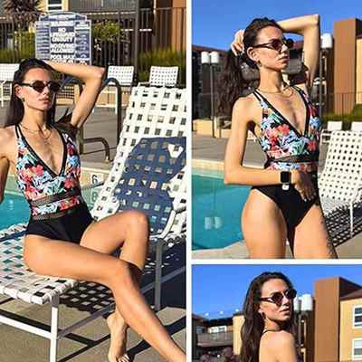 One piece swimsuit for women, slimming and patchwork