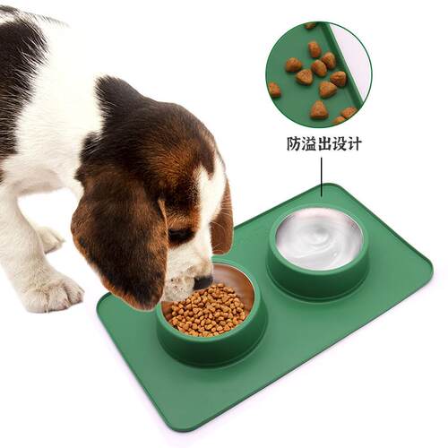 新款直销新款狗碗双碗宠物喝水喂食硅胶食盆防滑防打翻防溢狗狗食