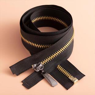 羽绒服专用拉链5号金属铜拉链外套衣服羽绒服长款开尾黑色拉锁条