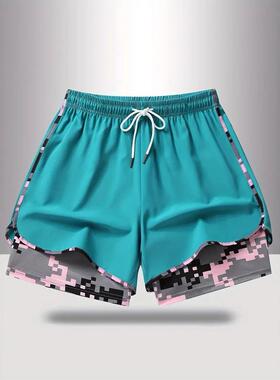 Women’s casual athletic shorts, 2-pack; lined; drawstring;