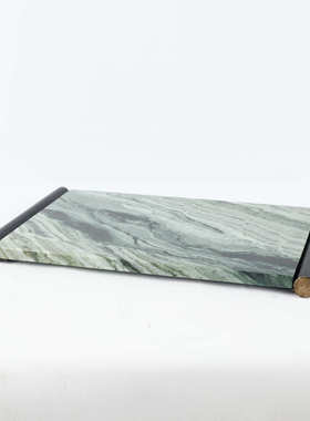 新中式天然大理石托盘酒店展会样板间茶几饰品摆件售楼处现代软装