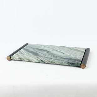 新中式 天然大理石托盘酒店展会样板间茶几饰品摆件售楼处现代软装