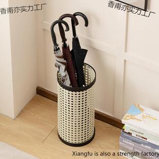 家用雨伞收纳极简奶油雨伞架 藤编设计咖啡馆架民宿风仿伞桶日式