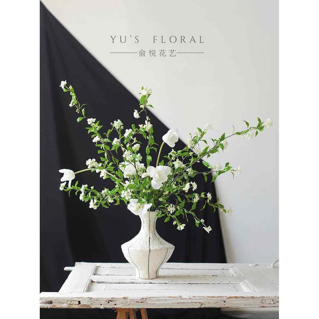 仿真花绣线菊小手球雪柳白绿色家居装饰单枝假花摄影道具婚礼装饰