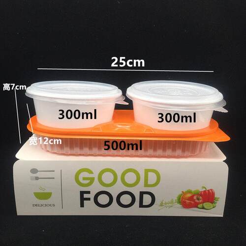 一次性打包快餐盒加厚带盖塑料创意外卖便当套餐饭盒双层汤碗