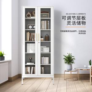 豫威简约时尚钢化玻璃门书柜窄柜家用客厅展示柜儿童带门彩色
