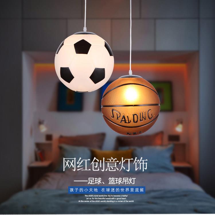创意羽毛篮球吊灯个性造型主题饭厅吧台体彩店男孩儿童房足球灯具