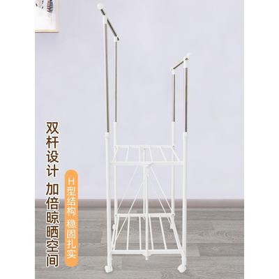 家用晾衣架落地折叠室内伸缩衣杆移动可户外阳台架子新品