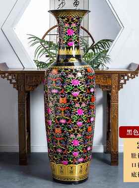 高档景德镇陶红瓷器中国色落地大花客厅装饰瓶摆件大号特高大开业