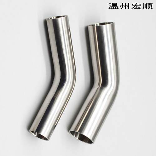 定做304不锈钢弯头135度双直边加长弯头自动焊接亮面抛光45度弯管