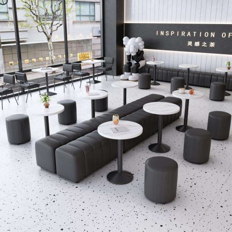 餐厅靠墙卡座沙发 咖啡厅奶茶店书吧桌椅 工业风商用无靠背长条凳
