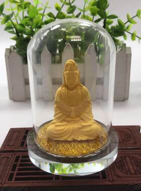 创意车载车内摆件观音绒沙金汽车摆件菩萨佛像车内装饰品