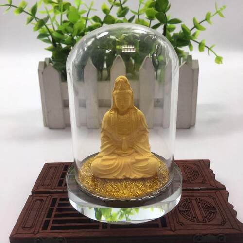 创意车载车内摆件观音绒沙金汽车摆件菩萨佛像车内装饰品