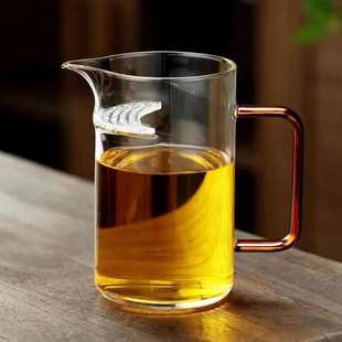 家用彩把公道杯茶具高硼硅玻璃杯月牙公道杯一体过滤茶漏分茶器