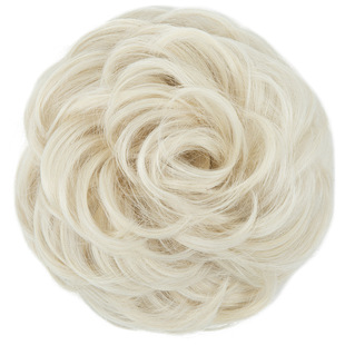 中老年女士花白假发白发发髻弹力发包蓬松凌乱发圈丸子头发饰头饰