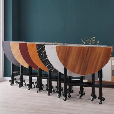 小户型旋圆家用圆桌转圆盘可移动折圆餐桌商用HBSF-ZDY桌叠子桌面