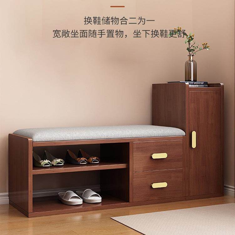 实木鞋柜换鞋凳一体家用门口可坐多功能入户软包创意穿鞋凳置物凳