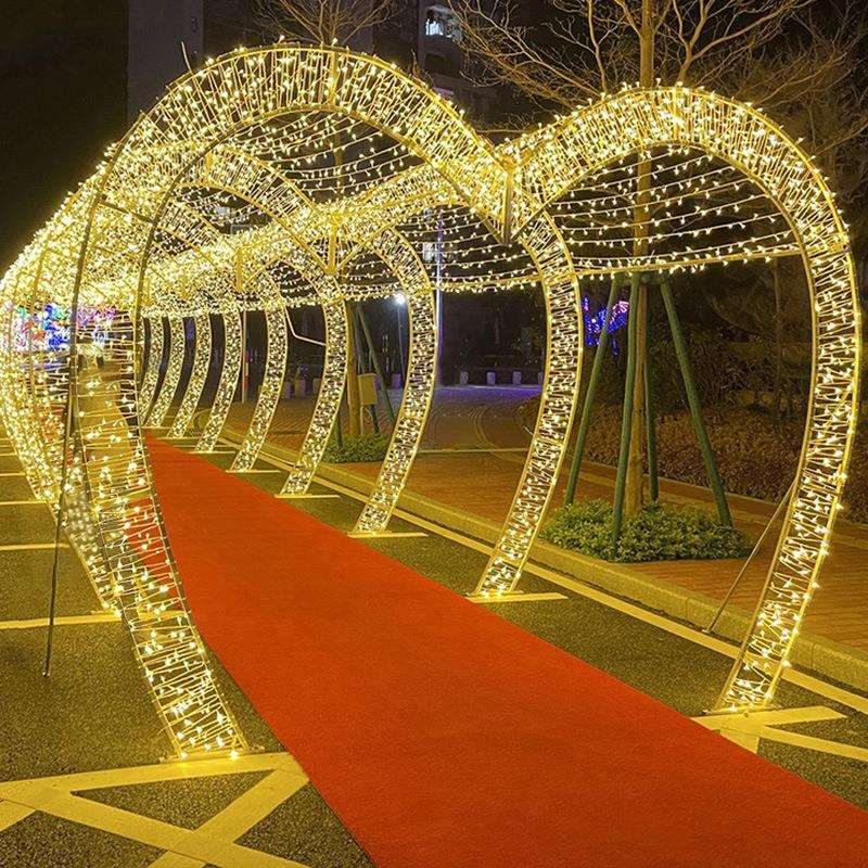 led爱心拱门造型灯隧道长廊户外灯光节游乐场景区公园广场亮化灯