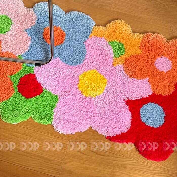 卧室沙发客厅彩色花朵韩式家用卧室艺术床边不规则簇绒地毯,居家布艺,地毯,淘宝优惠券,粉丝福利购,淘宝优惠卷