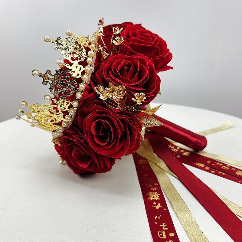 中式新娘手捧花金色花假花花束接亲秀禾搭配摄影婚礼装饰其他