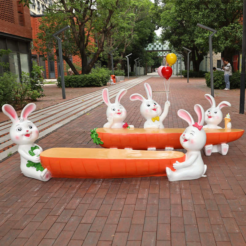 户外卡通动物座椅摆件玻璃钢雕塑公园景区花园幼儿园小区坐凳装饰