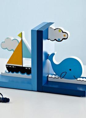 儿童房摆件男孩书架桌面书桌书立书挡售楼处样板房软装男童装饰品