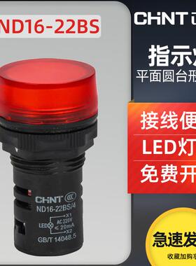 正泰ND16-22BS/4指示灯 红/绿色LED信号灯 超短型平面台型灯罩