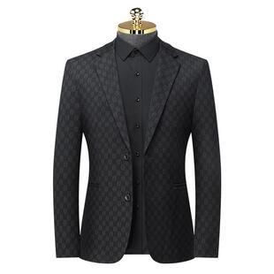 中青1205 西装 L男年装 韩版 花西服外套 黑秋冬款 新休闲潮流修身 男士