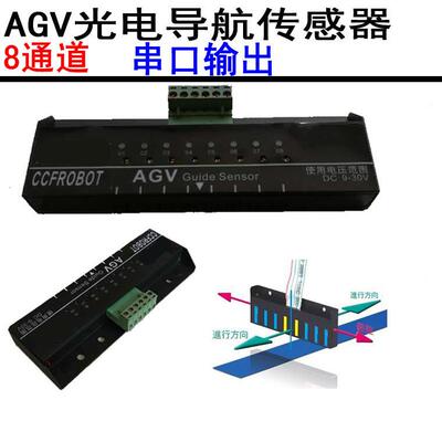 AGV光电导航传感器8位串口输出巡线支持Modbus协议CCF-G08-2M